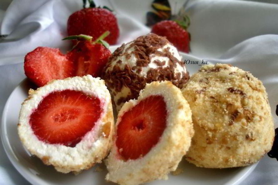 Рецепт творожные конфеты с клубникой