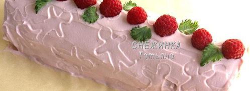 рулет из овсяных хлопьев с творожно-малиновой начинкой и кремом. Шаг 16