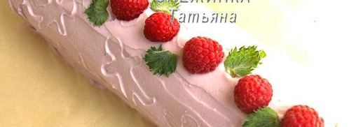 рулет из овсяных хлопьев с творожно-малиновой начинкой и кремом. Шаг 17