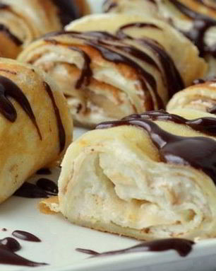 Рулетики из блинов с творожным кремом