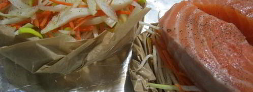 семга на овощной подушке с кремом из авокадо. Шаг 2