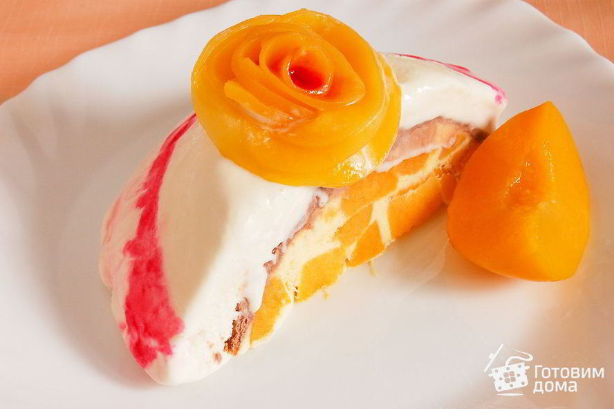 Рецепт торт-мороженое с консервированными персиками