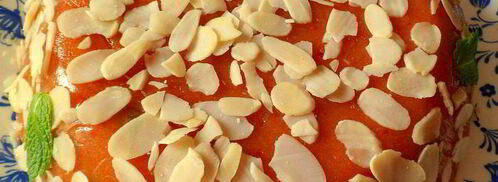 персиковый мусс-желе с виноградом и лепестками миндаля. Шаг 9