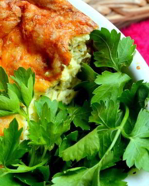 Творожно-картофельное суфле с кинзой