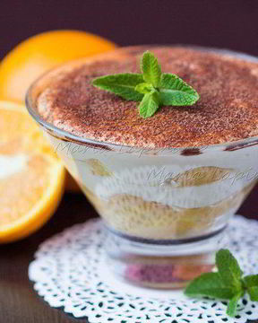 Апельсиновый тирамису с мятным сиропом