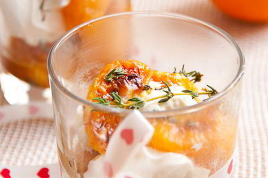 Рецепт жареные мандарины с тимьяном и маскарпоне