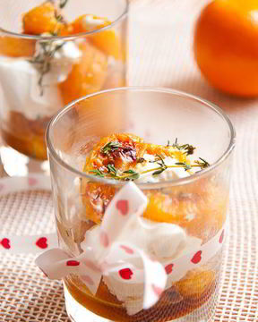 Жареные мандарины с тимьяном и маскарпоне