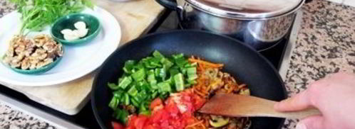 дикий рис с шампиньонами и грецкими орехами. Шаг 3