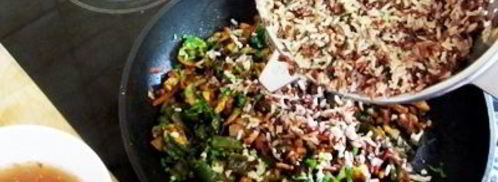 дикий рис с шампиньонами и грецкими орехами. Шаг 5