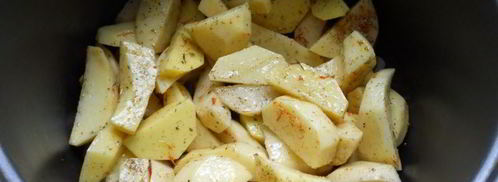 картофель с грибами и сыром сулугуни в мультиварке. Шаг 4