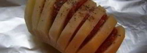 картошка с колбасой и сыром в духовке. Шаг 3