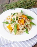 Нешлифованный рис с запеченной тыквой