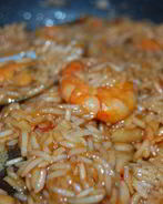 Рис с креветками, мидиями и соусом терияки