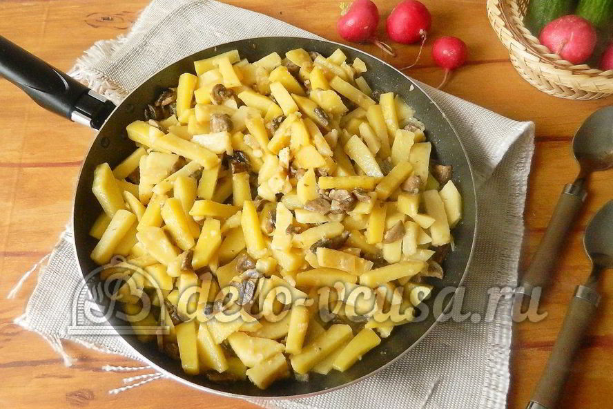Рецепт жареная картошка с шампиньонами