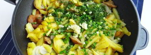 жареная картошка с солеными грибами. Шаг 14