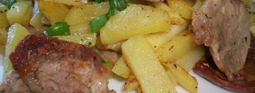 жареный картофель со свиной вырезкой. Шаг 8