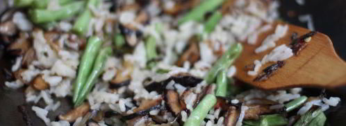 жареный рис с фасолью и грибами. Шаг 7