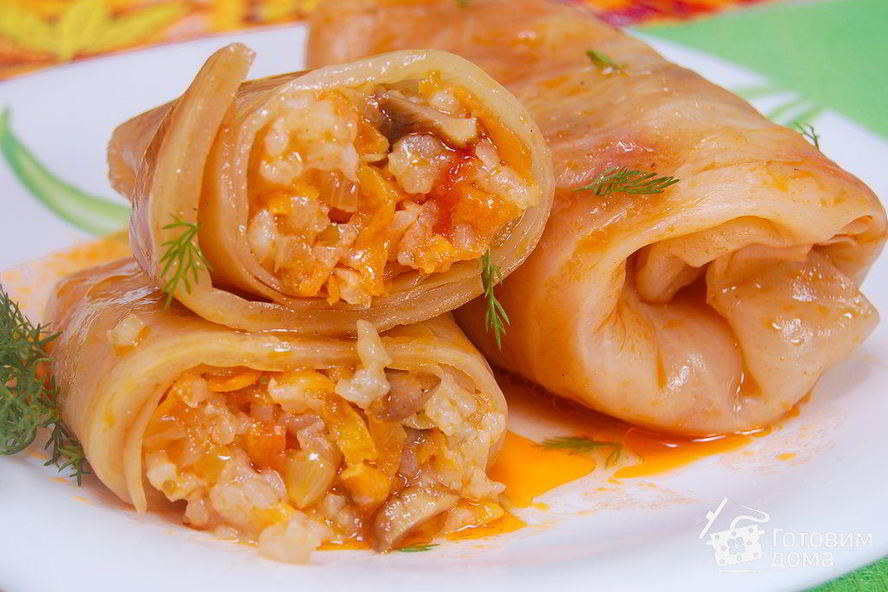 Рецепт постные голубцы с овощами и шампиньонами