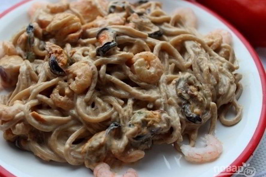 Рецепт гречневая лапша с морепродуктами