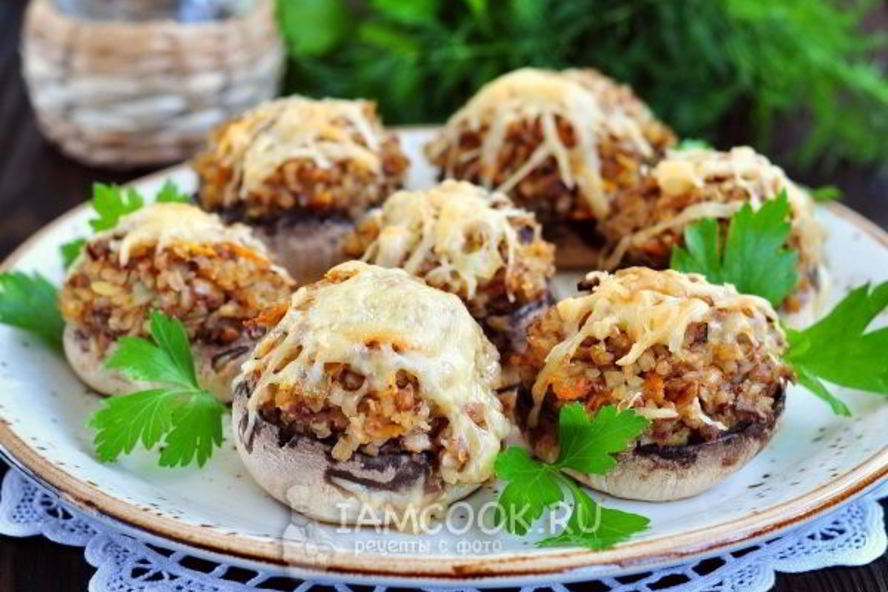 Рецепт грибы, фаршированные гречкой