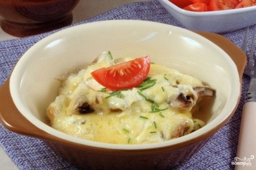 Рецепт грибы в сметане, запеченные в духовке