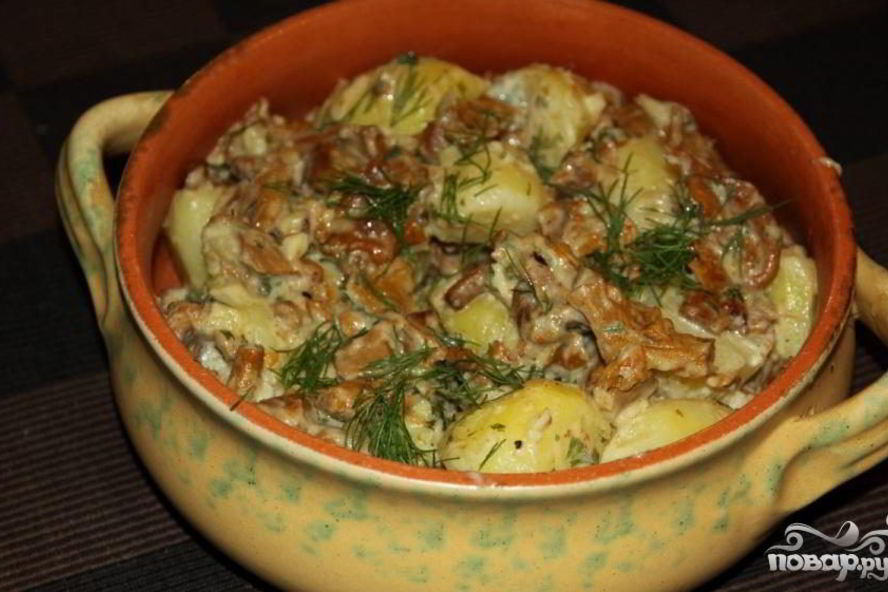 Рецепт лисички жареные со сметаной