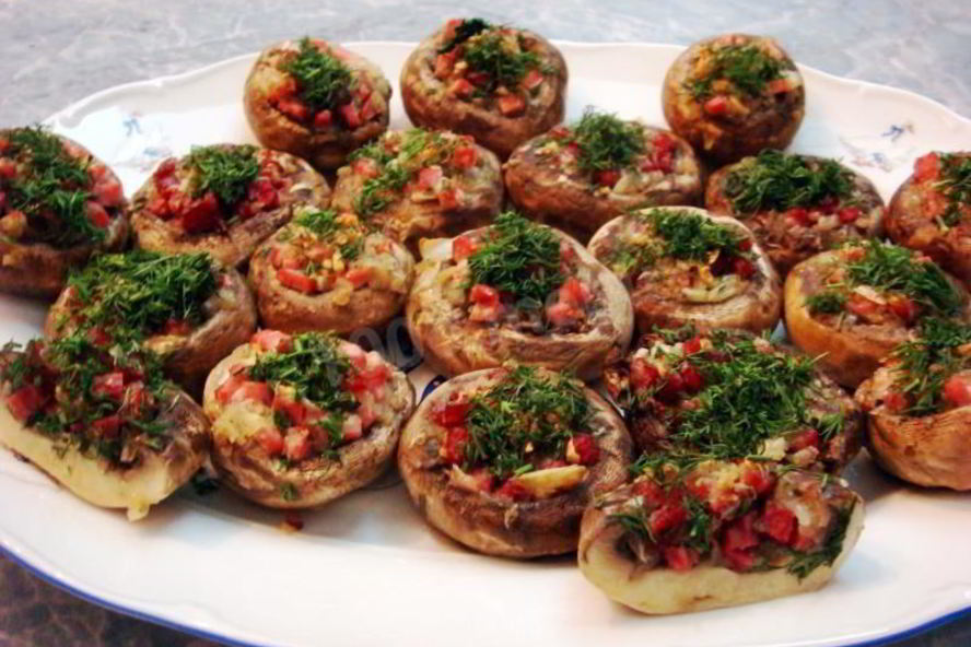 Рецепт шампиньоны фаршированные запеченные в духовке