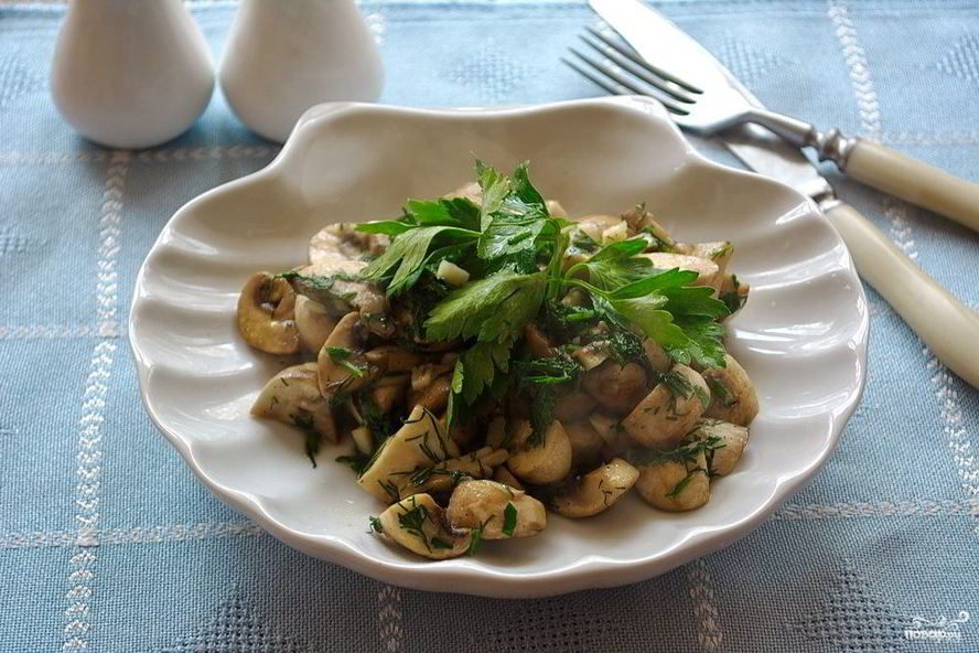 Рецепт шампиньоны с чесноком и зеленью