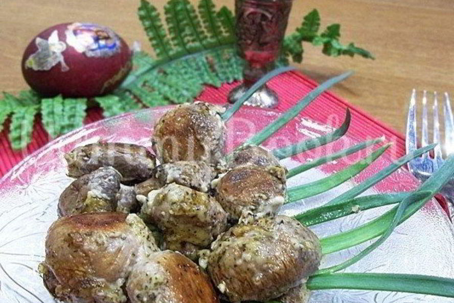 Рецепт шампиньоны, запеченные на костре