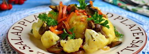 шампиньоны жареные с цветной капустой. Шаг 6