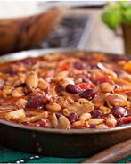 Тушеные грибы с фасолью