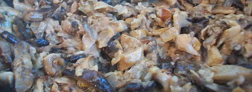 жареные грибы со сметаной — грибная начинка. Шаг 11