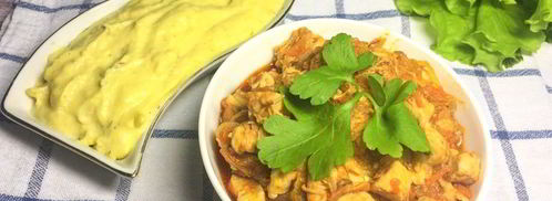 гуляш из курицы с пюре из цветной капусты. Шаг 11