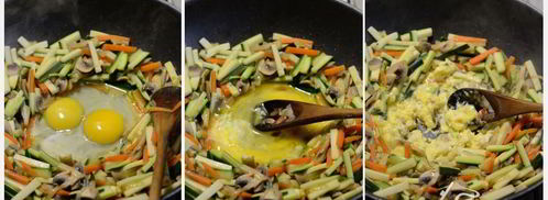 кантонская лапша с овощами, грибами и яйцом. Шаг 3