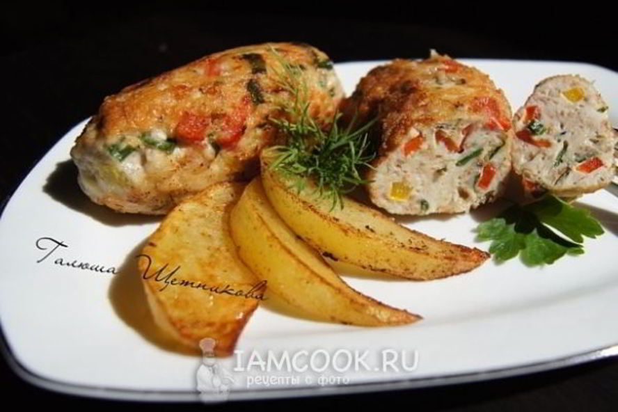 Рецепт котлеты с болгарским перцем , беконом и зеленью