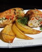 Котлеты с болгарским перцем , беконом и зеленью