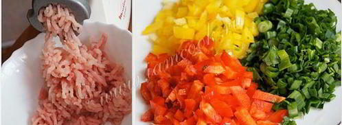 котлеты с болгарским перцем , беконом и зеленью. Шаг 3