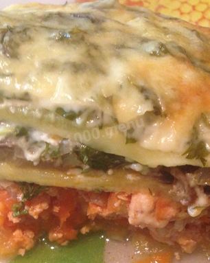 Лазанья из кабачков с грибами
