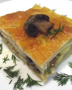 Лазанья с твердым сыром и шампиньонами