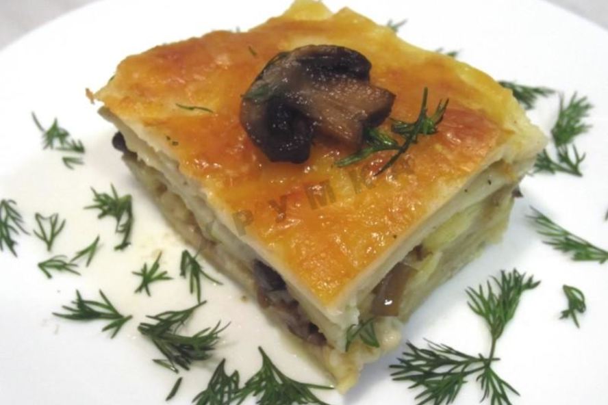 Рецепт лазанья с твердым сыром и шампиньонами