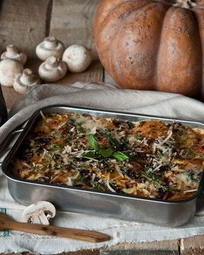 Лазанья с тыквой и грибами