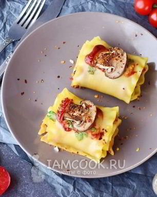Постная лазанья с грибами