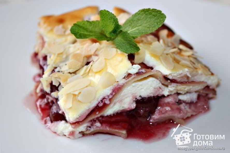 Рецепт творожно-вишневый десерт лазанья