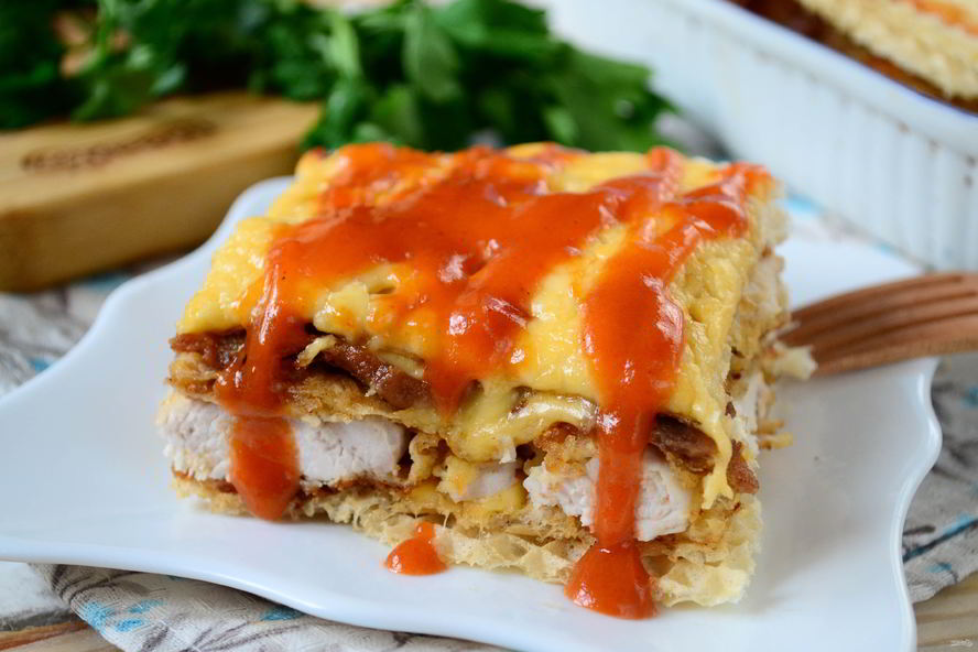 Рецепт вафельная лазанья с курицей
