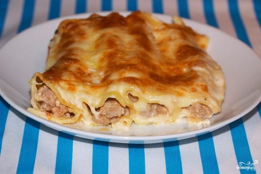 Рецепт каннеллони с фаршем под соусом бешамель