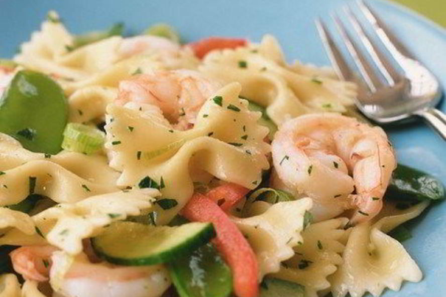 Рецепт паста фарфалле в сливочном соусе с креветками
