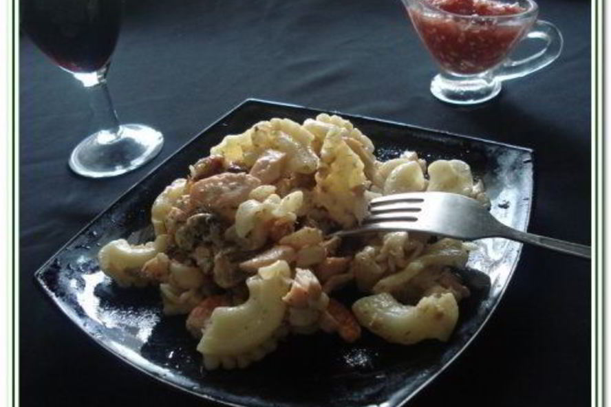 Рецепт паста с форелью и морепродуктами