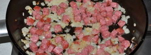 паста с колбасой, фаршем и сыром. Шаг 2