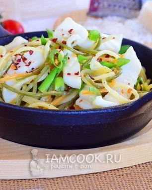 Спагетти с кальмарами в сливочном соусе