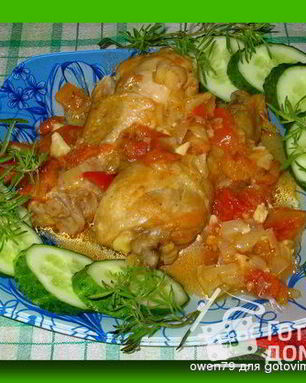 Куриные голени с горчицей и овощами